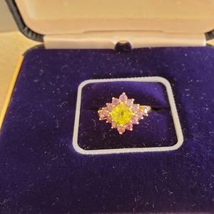 14k peridot and amethyst ring